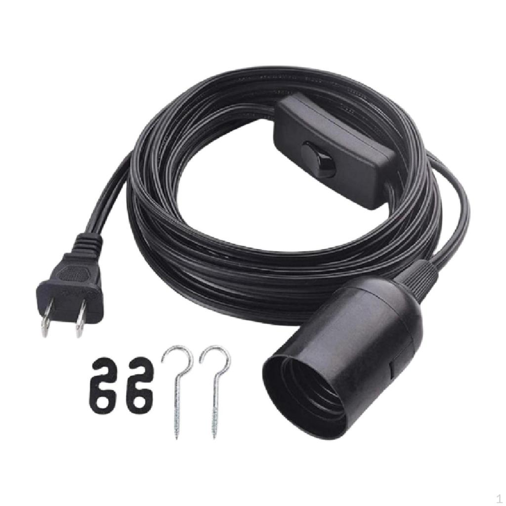 60W Pendant Light Extension Cord, E26 Base, Easy To Use, Garage Light, with on/Off Switch, Plug