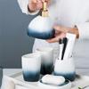 6pcs 1 Set Advanced Gradual Gray Ceramic Bathroom Accessories Full Set, Bathroom Toothbrush Cup,lotion Bottle,mouthwash Cup,soap Box,tray Set Gift.