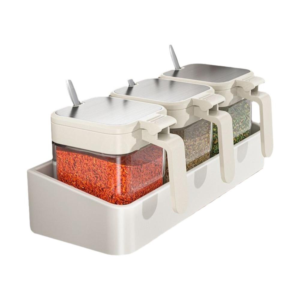 No-Drill Installation Spice Jar Removable Condiment Organizer Wall-Mounted Spice Rack Kitchen Use