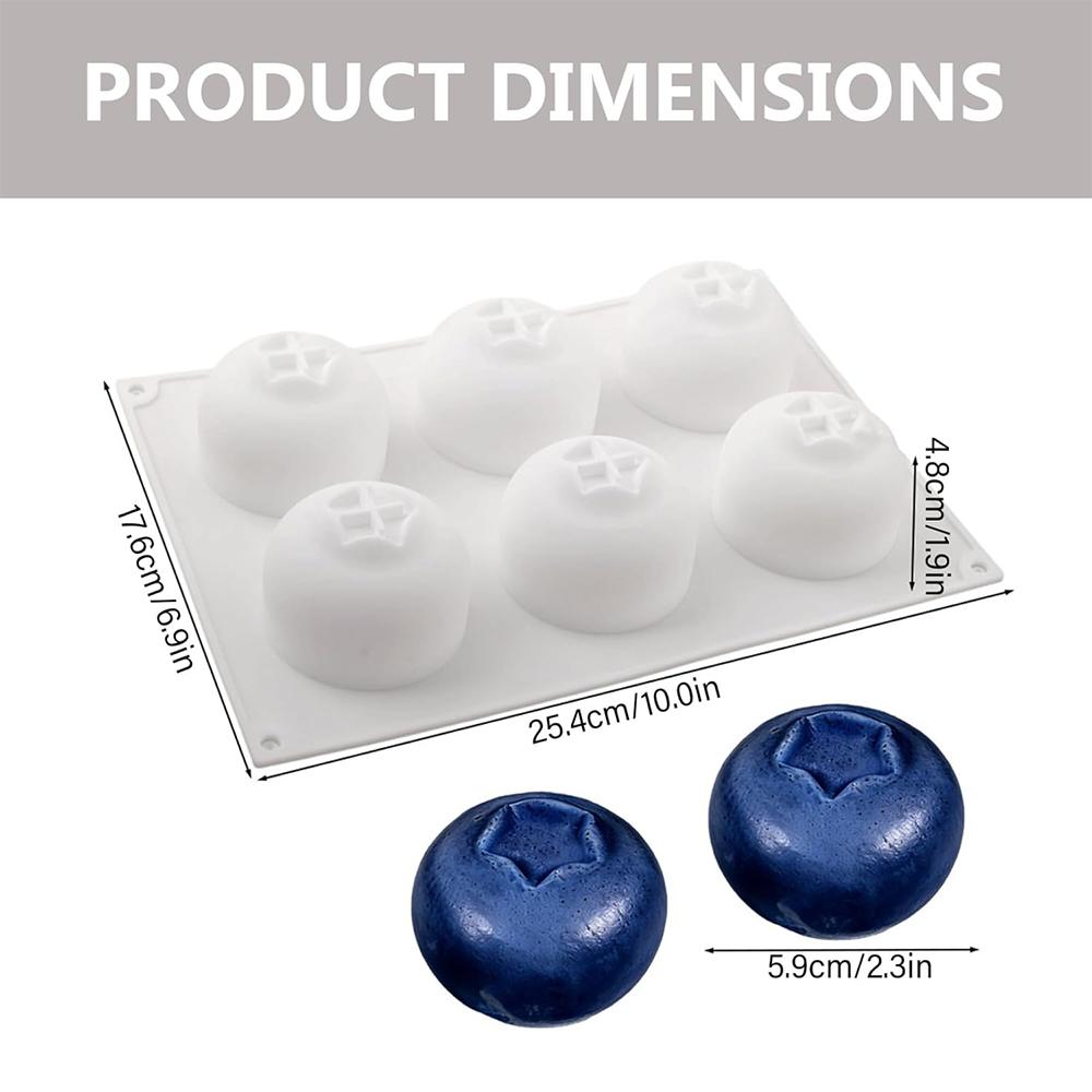 LMETJMA 6 Cavity Blueberry Silicone Mold 3D Silicone Baking Mold For Brownie Dessert Pastry Ice Cream Cake Decoration Mold