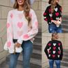 Зимний женский свитер Love Valentine's Day Pullover Large Peach Heart Color Clash Sweater