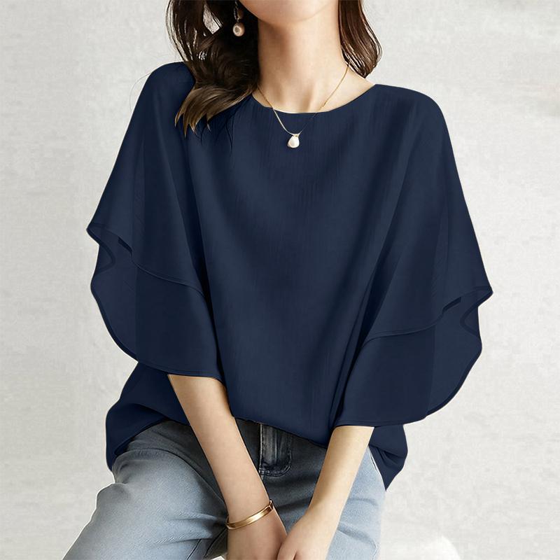 ZANZEA Women Summer Round Neck Casual Short Sleeve Loose Blouse