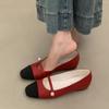 Fashion SUOJIALUN 2025 Autumn Women Flat Shoes Fashion Mix Color Ladies Elegant Single Shoes Soft Flat Heel Outdoor Dress Mary Jane Shoe