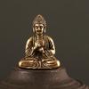 1 Pcs Home Office Desk Decorative Ornament Mini Portable Vintage Brass Buddha Statue Pocket Sitting Buddha Figure Sculpture