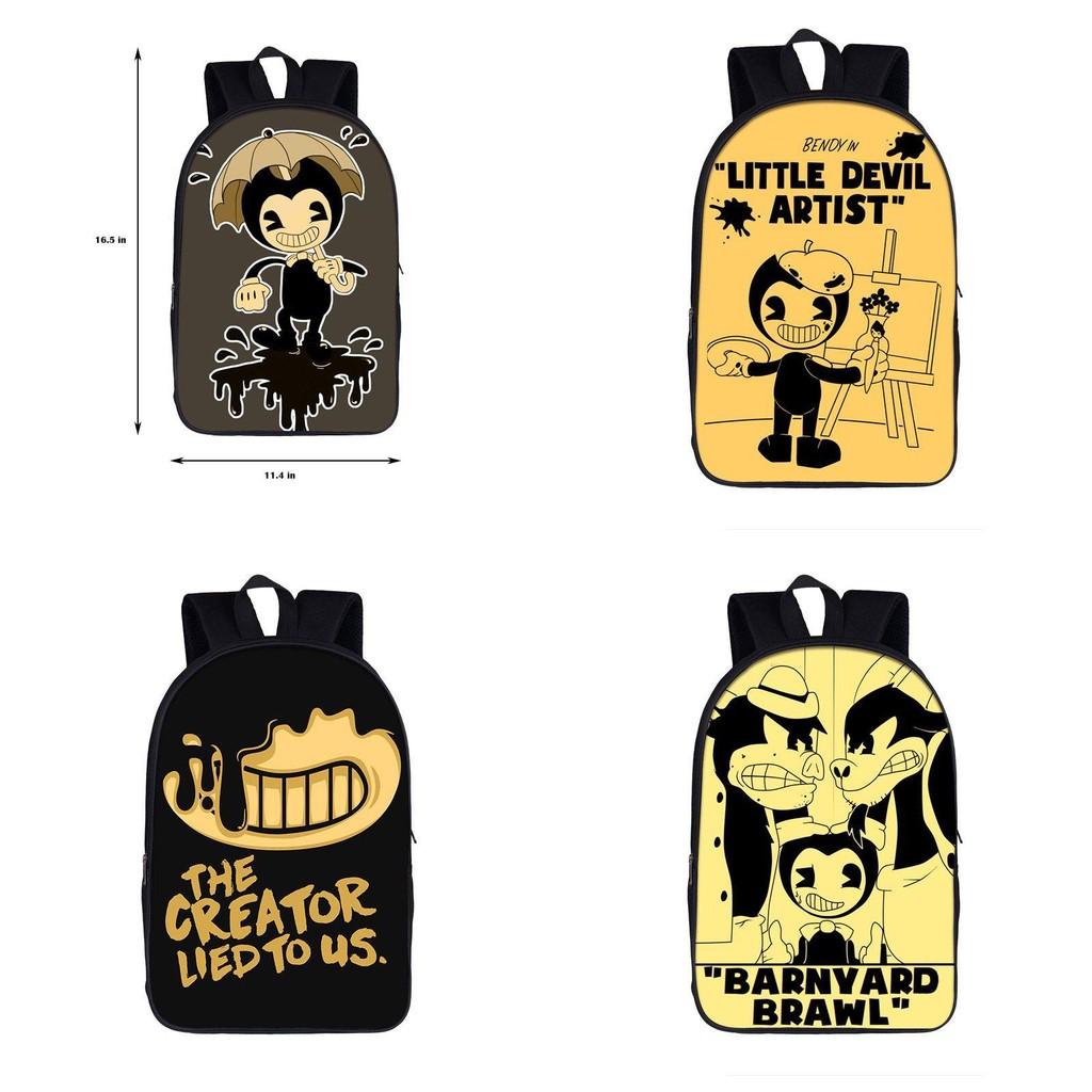 Мультяшный школьный рюкзак Bendy and the Ink Machine для детей, идеально подходящий для приключений на открытом воздухе!