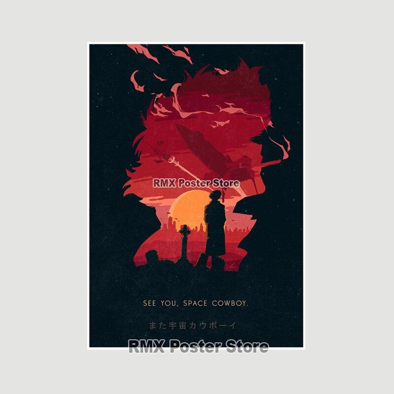 Ковбой Бибоп плакаты белая бумага аниме фигурки принты живопись фотографии гостиная бар украшения домашний декор манга наклейки на стену