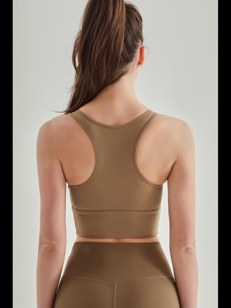 Женский жилет для йоги повышенной прочности: Бюстгальтер Sanded Nude Feel, цельный, фиксированная чашка, ударопрочный, для фитнеса сзади