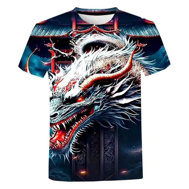 Летняя модная футболка с 3d принтом дракона для женщин и мужчин, повседневная верхняя одежда с короткими рукавами и оверсайзом