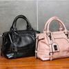 Women Vintage Oil Wax Boston Bag Fashion Top-Handle Handbag Shoulder Bag PU Leather