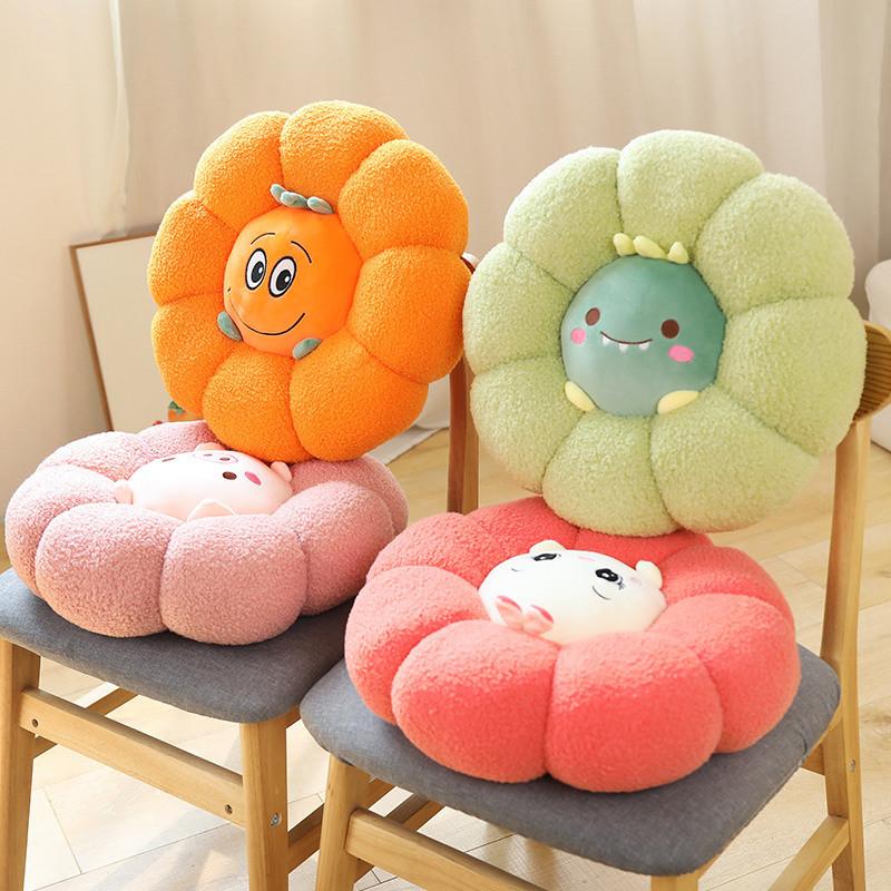 Plush Teddy Toy Animal Cushion Embroidered Design Children Room Nook Reading