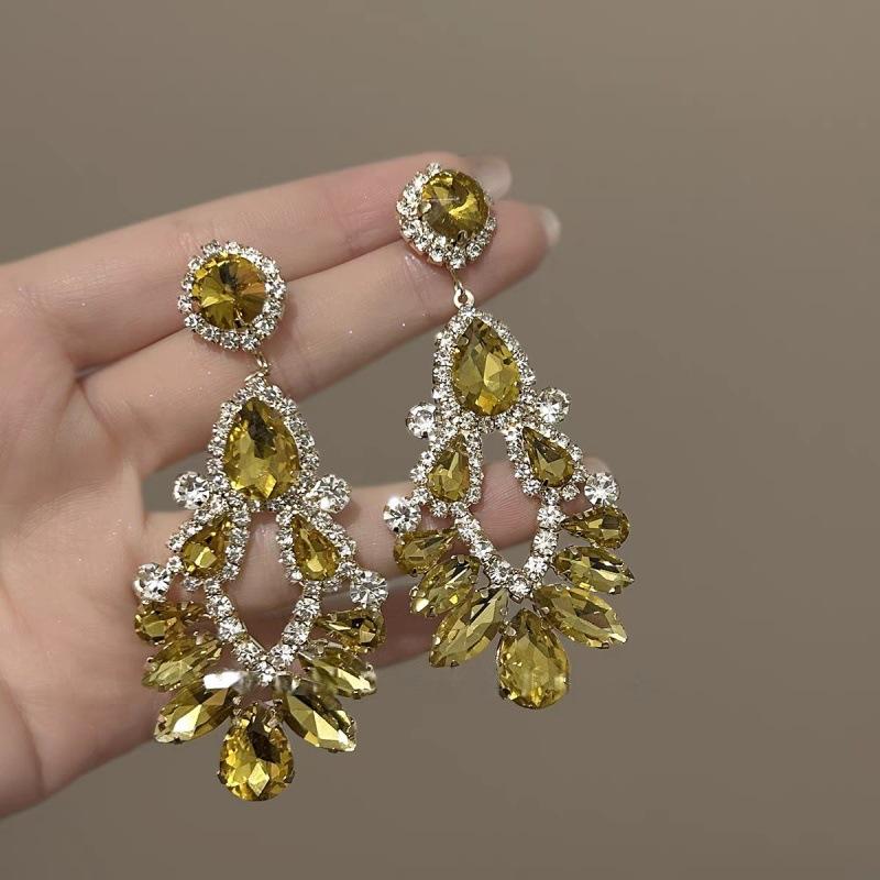 Exaggerated Personality Diamond-encrusted Hollow Water Drop Fringed Earrings Women's Court Style Light Luxury Versatile High-end Trendy Earrings