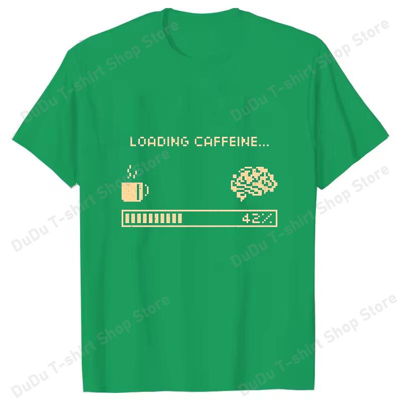 Hot Loading Caffeine Printed TShirts Women Unisex Summer Short Sleeve Tee Shirts Round Neck Casual Summer Unisex Coffe Lovers Tops