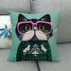 Cartoon Cat Pattern Series Super Soft Cotton and Linen Material Pillow Cover for Home Sofa Decoration Pillow Cover