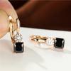 Small Square Stone Rainbow Zircon Earrings Dainty Rose Gold Color Wedding Earrings Female Luxury Crystal Hoop Earrings For Women