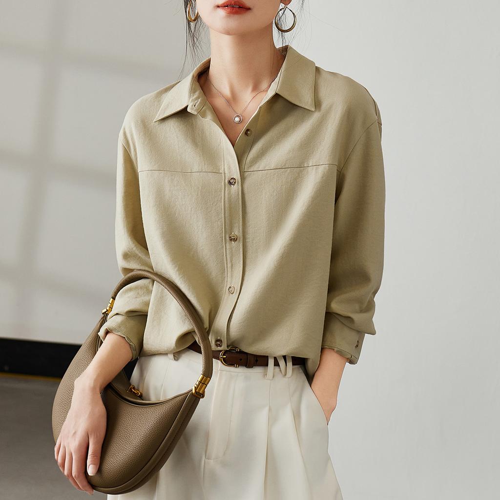 Simple Commuting Long-Sleeved Shirt for Women