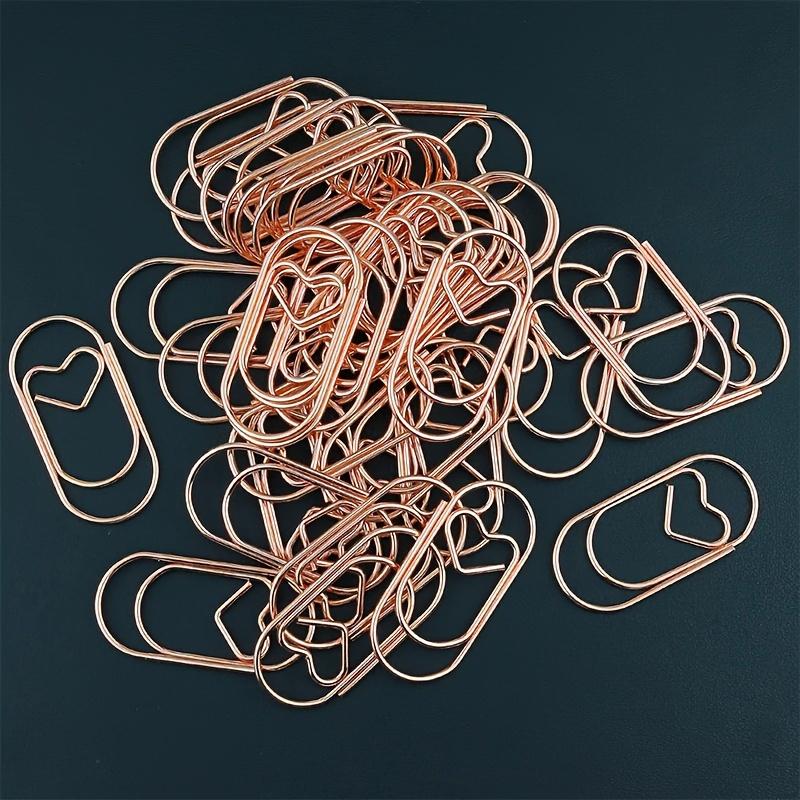 50 шт. Милые скрепки в форме сердца, маленькие цветные скрепки для бумаги, офисное украшение, цветные скрепки для бумаги, розовое золото