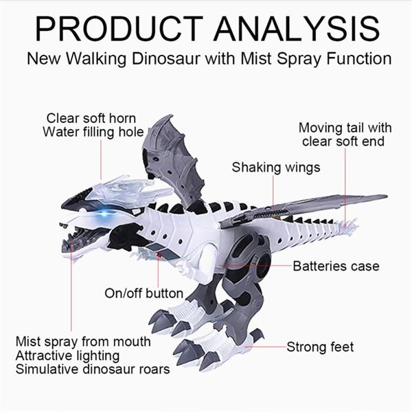Электрическая игрушка, ходячий спрей, робот-динозавр со световым звуком, механическая модель динозавра, игрушки, детский подарок