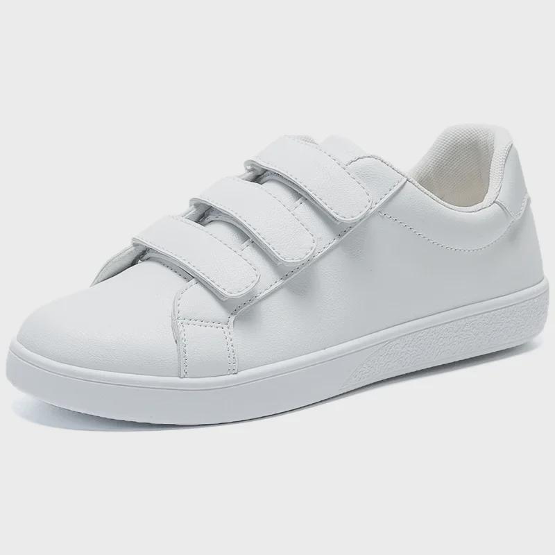Men's 2024 Fashion Velcro White Casual Leather Sneakers