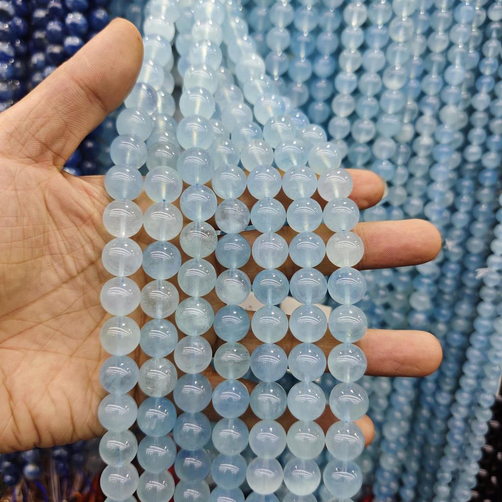 Серия «Синий» Бусины из натурального камня Аквамарин и Голубой кружевной агат для изготовления украшений своими руками