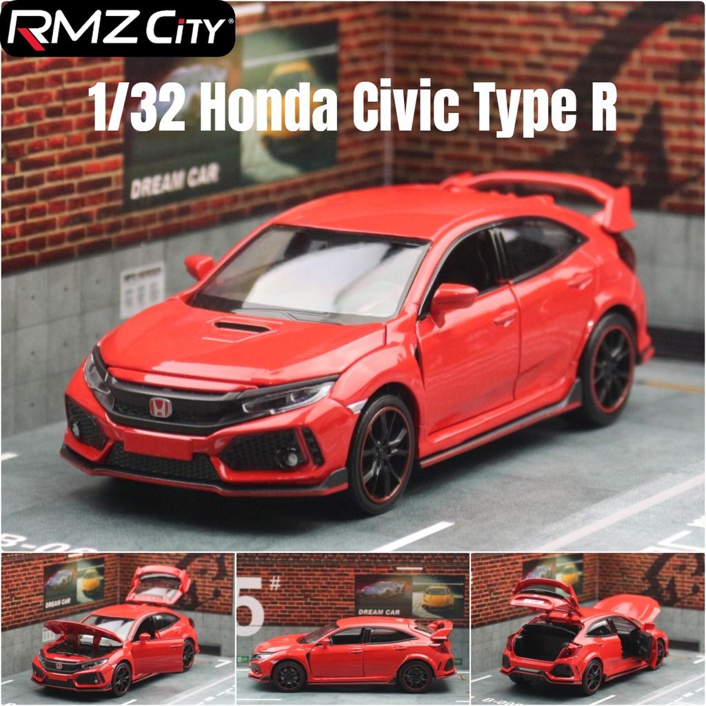 1/32 Honda Civic Type R Toy Car For Children Diecast Miniature Model Pull Back Doors Openable Sound Light Collection Gift Boys aju256