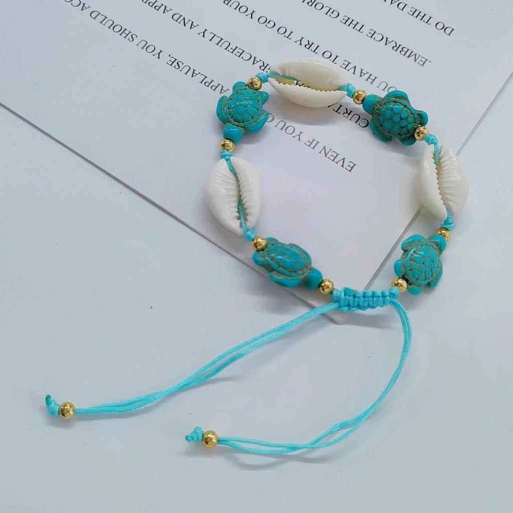 Bohemian Starfish & Turtle Anklet: Handmade Woven Cross-border INS Fashion Jewelry Bracelet.
