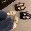 Fashion Comemore French Retro Style Ballet Single Shoes Women Square Head Soft Bottom Mary Jane Shoes Solid Color Lace Up Casual Flats