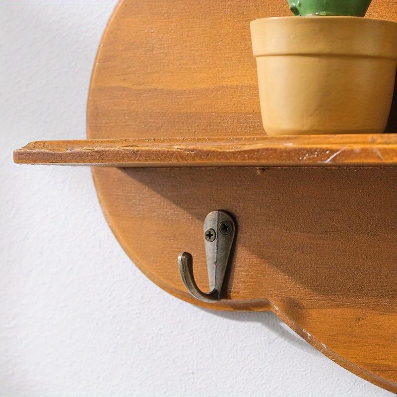 2pcs Rustic Wooden Cloud Wall Shelf with Hooks, Floating Shelf for Succulents, Keys, Hats, Bags , Home Decor Storage Hanging Cabinet