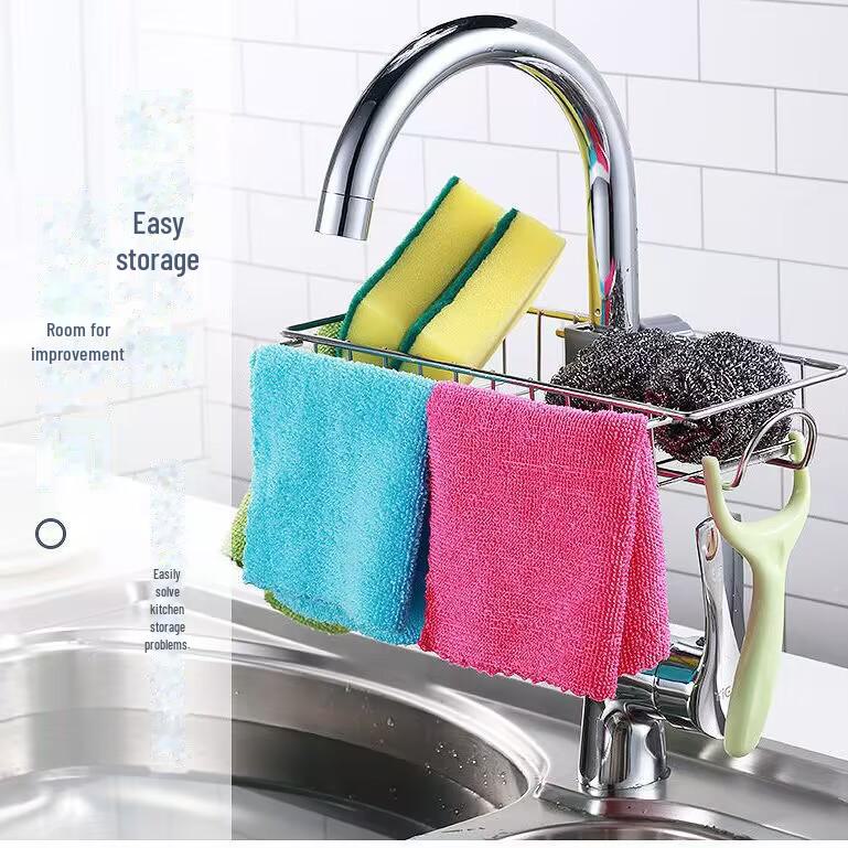 Подставка для кухонного крана из нержавеющей стали для губки, мытья посуды и хранения