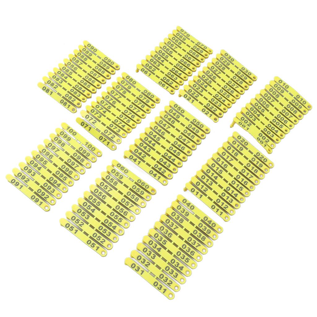100PCS 001‑100 Number Plastic Livestock Tag Integrated Colorfast Livestock Ear Tags for Cattle Cows