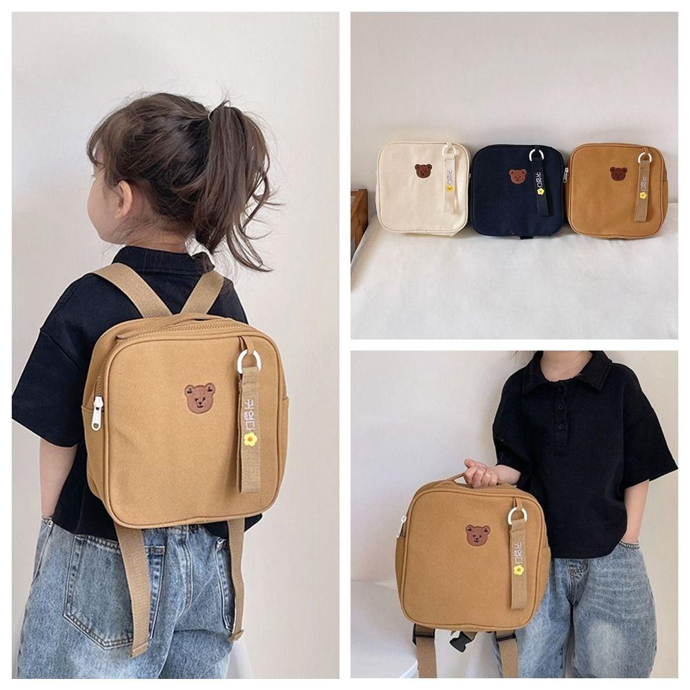 Bear Children School Bag Square Cute Shoulder Bag Personality Cartoon Backpack  Gift
