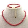 Vintage Red Coral Necklace Bracelet Zircon Smooth 4-10mm Stone Beaded Extend Bracelet Bangle for Women Yoga Can As A Keyring