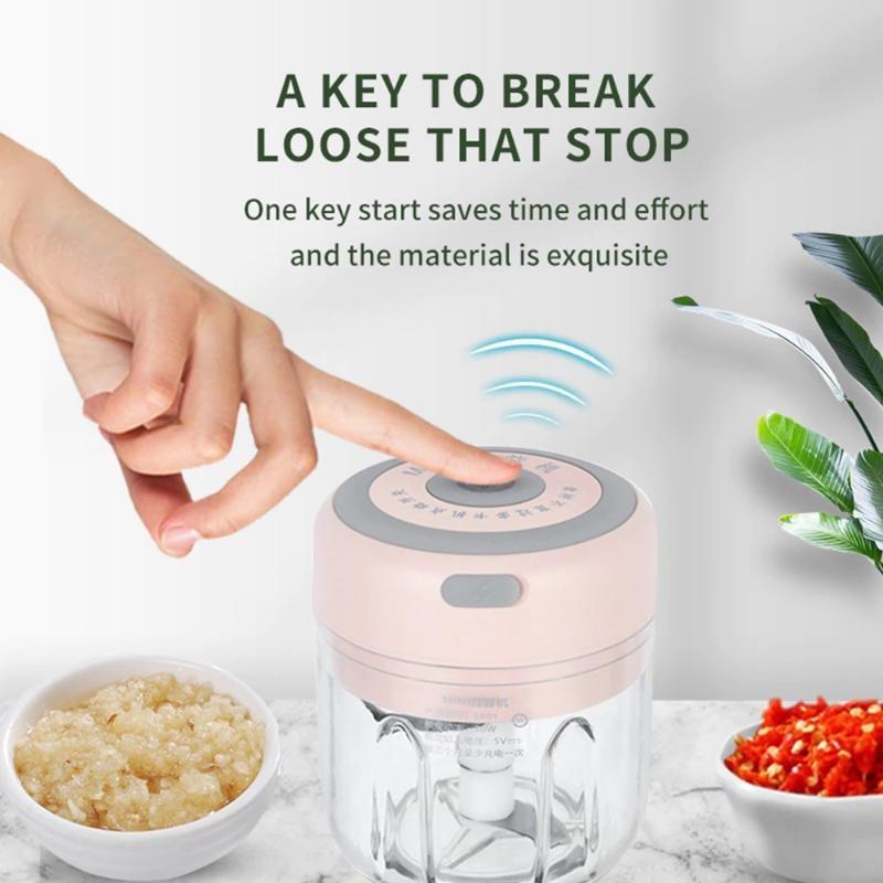 (100/250ml)2023 Upgraded Wireless Electric Garlic Masher Press Stirrer Chopper Vegetable Kitchen Garlic Potato Meat Shredder