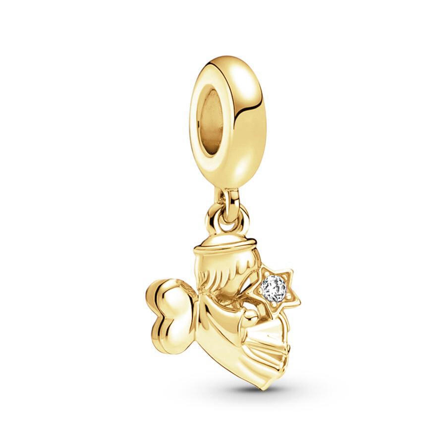 Sparking Gold Heart Clip Family Tree Dangle Charm Beads Fit Snake Silver Bracelet Necklace Beads For Diy Jewelry Women Gift