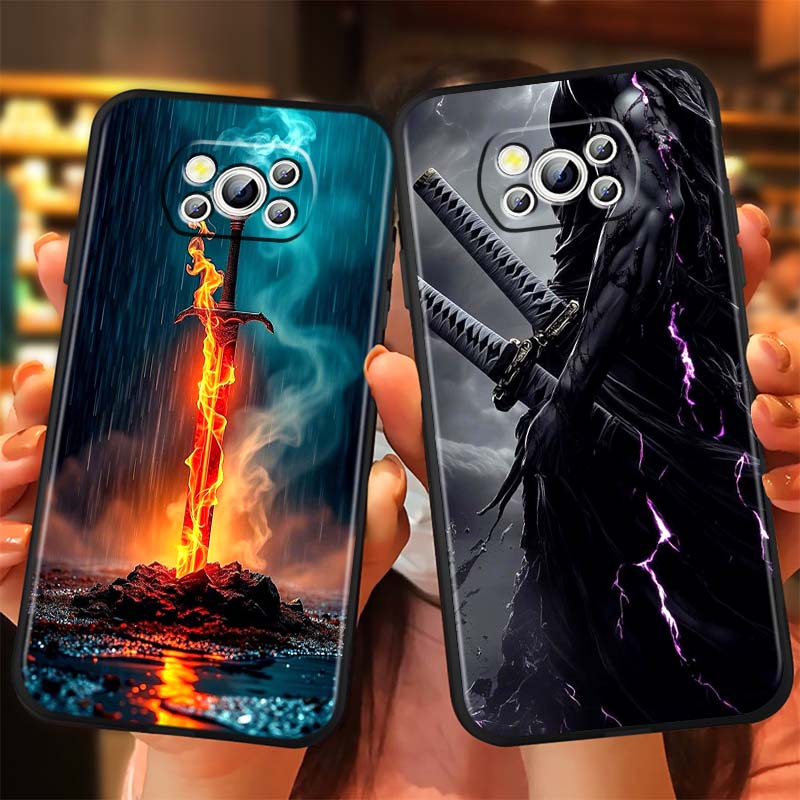Меч в древнем стиле Чехол для телефона Для Xiaomi Mi Poco F3 F4 F5 F6 X3 X4 X5 X6 X7 M3 M4 M5 M6 M7 GT Pro 5G Черный