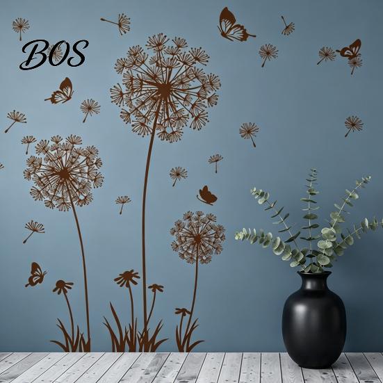 Wall Sticker 2 Sheets Dandelion Wildflower Decals, Peel And Stick Floral Butterflies PVC Decal Stickers for Girls Kids Bedroom Nursery Living