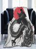 Ukiyoe Samurai Japanese Ink Art Cat Blanket Flannel Autumn Winter Vintage Thin Throw for Bed Sofa