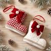 Bowknot Christmas Boots Pendant Grid Pattern Xmas Tree Hanging Pendant  Christmas