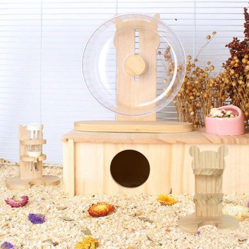 Wooden Hamster Water Bottle Holder Adjustable Pet Water Bottle Stand for Cage