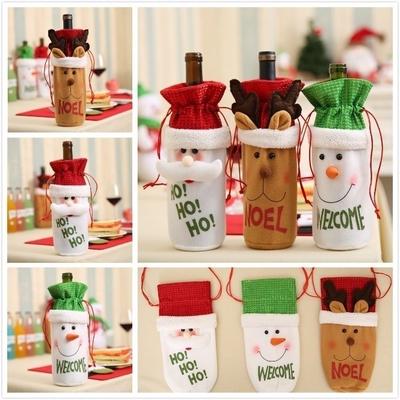 Новое поступление мультфильм Санта лось снеговик бутылка вина чехол сумка рождественский ужин рождественский стол декор C