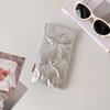 Portable Embossed Butterfly Bow Pencil Case Lightweight with Button Cosmetic Bag Glasses Protective Cover