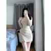 Temperament slim-fitting sexy figure knitted dress women's autumn and winter new super good-looking bottom hip-wrapped short skirt