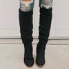 Fashion 2024 Women Knee-High Boots Sexy High Heels Solid Color Women Shoes Zip Winter Warm Flock Fashion Pointed Toe Rome Females Boots