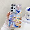 Чехол для мобильного телефона Samsung S25ultra с лазерным узором «Бабочка», гальванизированный, с кольцом-подставкой S24Plus, защитный чехол A56