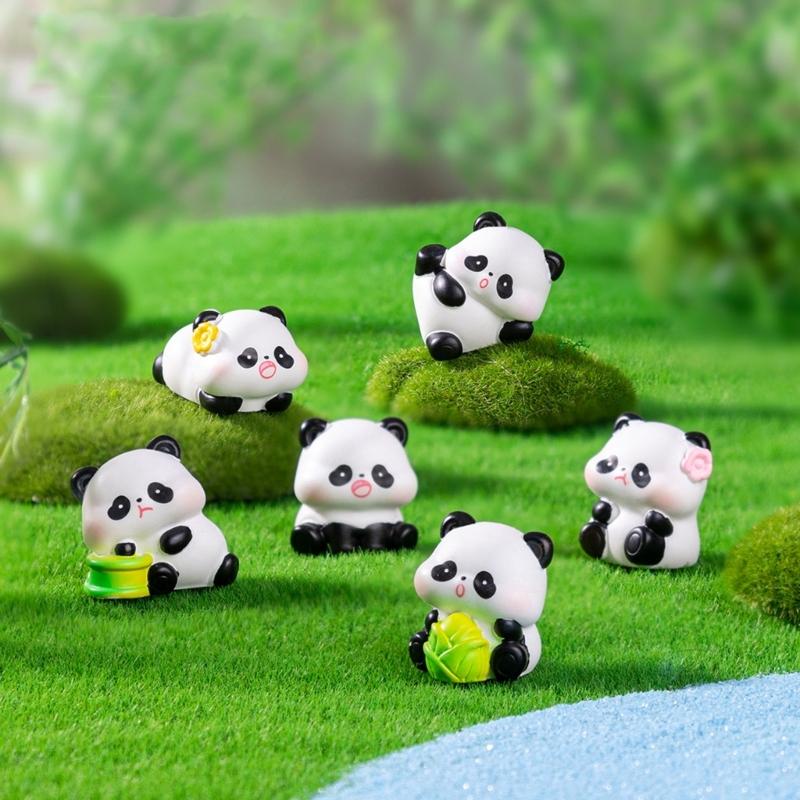 Pandas Figurines Mini Pandas Decors Waterproof Toy Playsets Miniature Doll Garden Figurines Cake Toppers Parties Favor