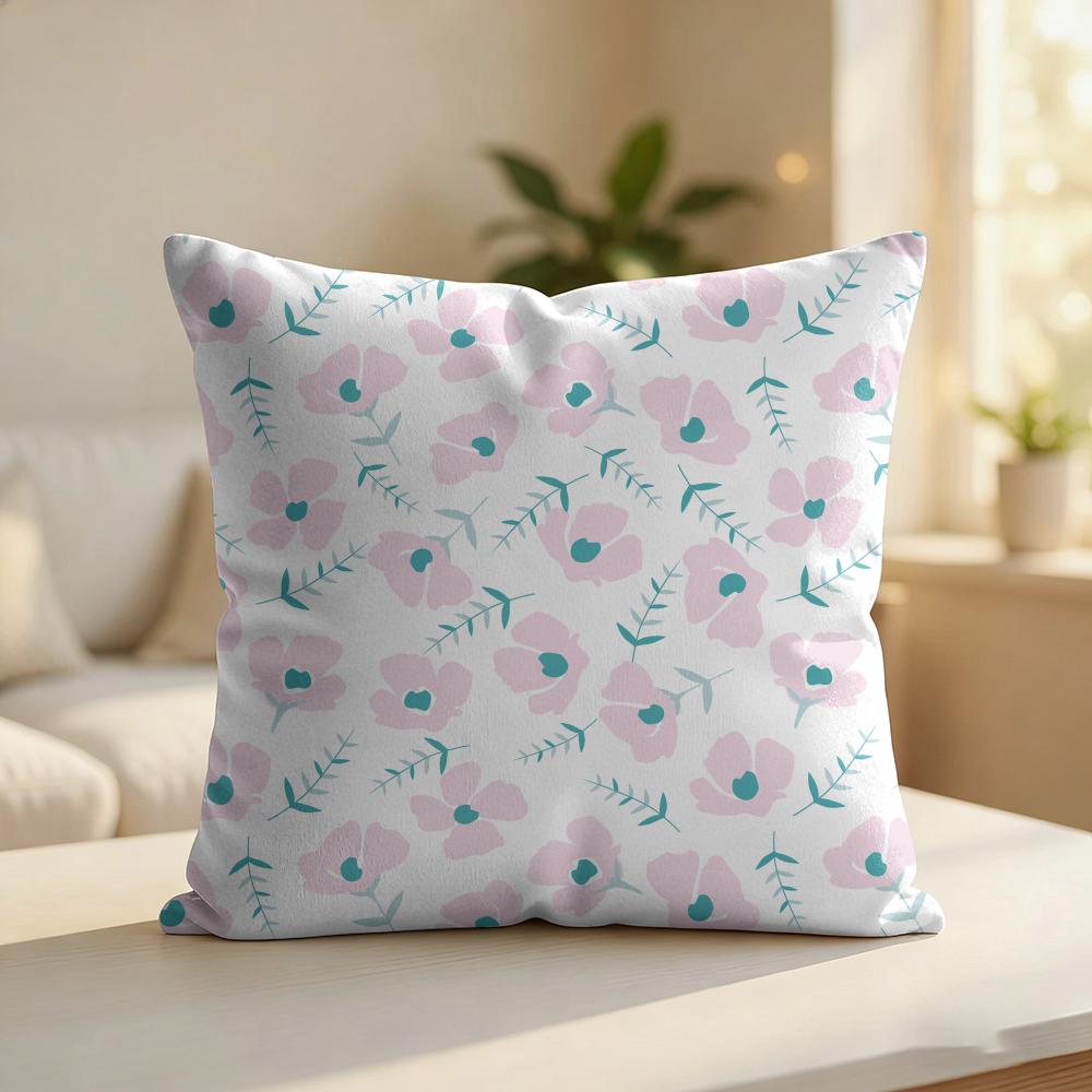Cute Flower Pattern Cushion Cover Silky Short Plush Invisible Zipper Dustproof Sofa Pillow Case For Home Decor