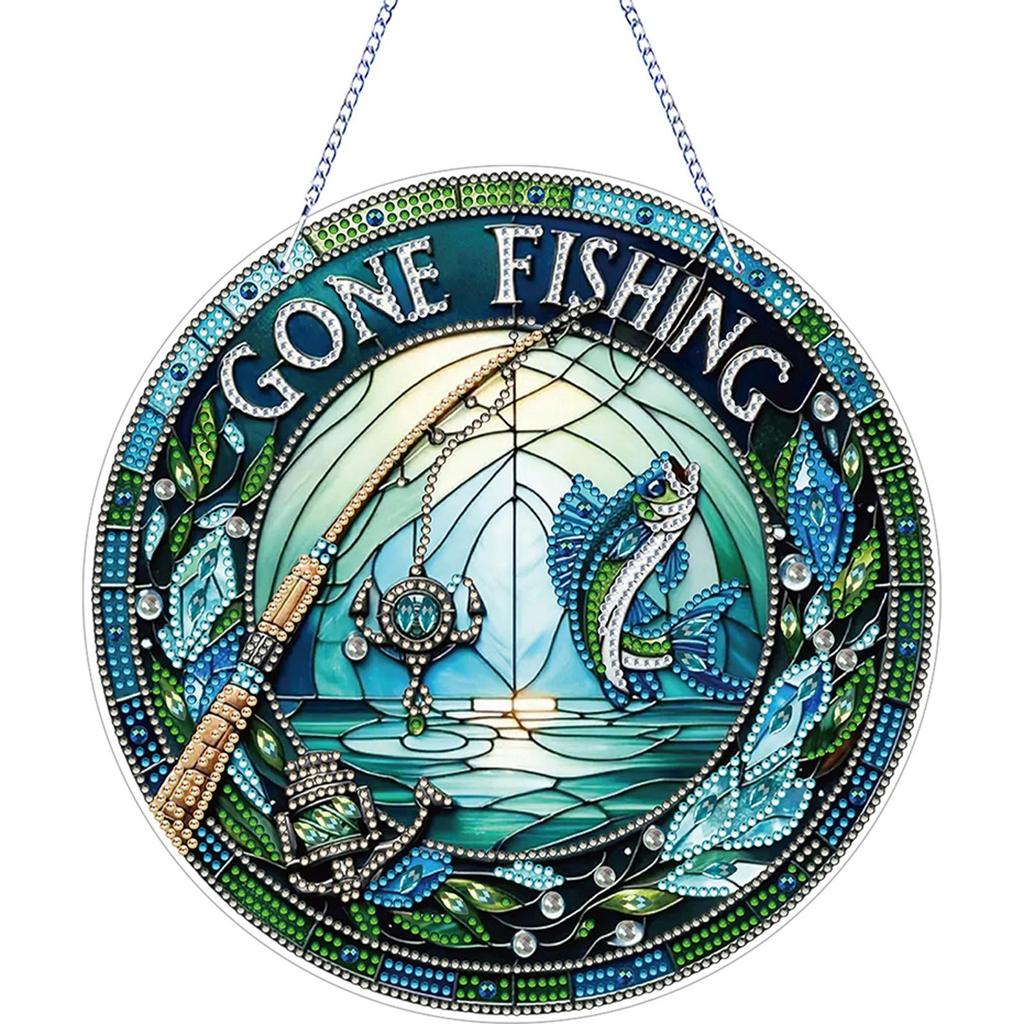 2D Flat DIY Diamond Art Suncatcher Diamond Painting Set Rhinestone Diamond Art Window Pendants Window Hanging Art for Home Decor