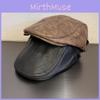Ретро кожаный берет для женщин с козырьком и коротким полем для осени и зимы