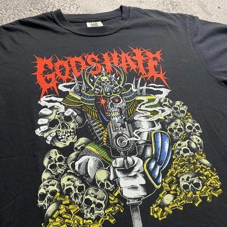 Винтажная футболка с логотипом рок-группы God's Hate Хлопок Черный S-5XL PN290 Унисекс
