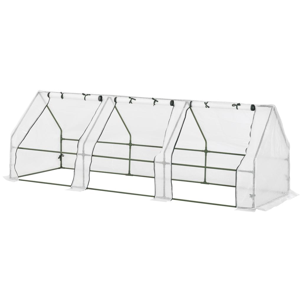 Greenhouse with Zipper Window, Winterproof Foil Greenhouse Made of Steel, Hothouse for Balcony, Garden, 270 x 90 x 90 cm, Tomato House for Tomatoes