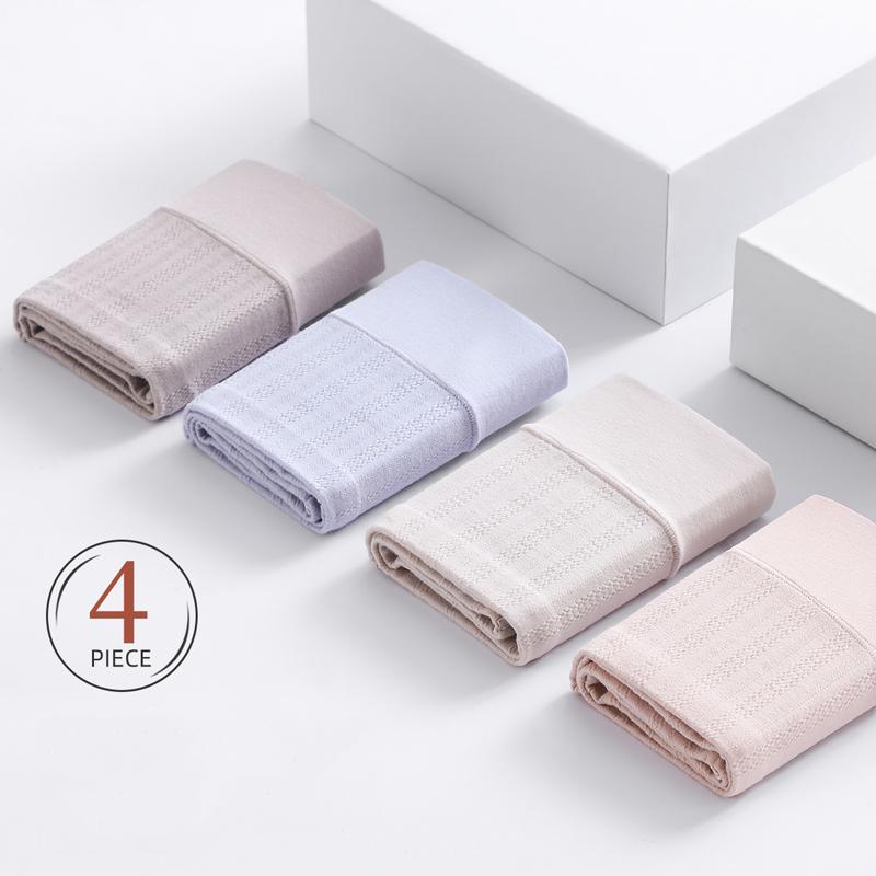 Высокая талия, 4 шт., дышащие женские трусики, хлопковое нижнее белье, трусы, большие размеры M-5XL